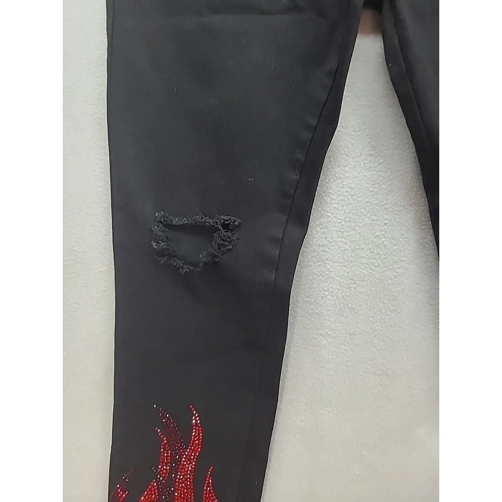 GVAPI Overseaz Drip Jeans Mens 30‎ Flame Rhinestone Distressed Limited Edition